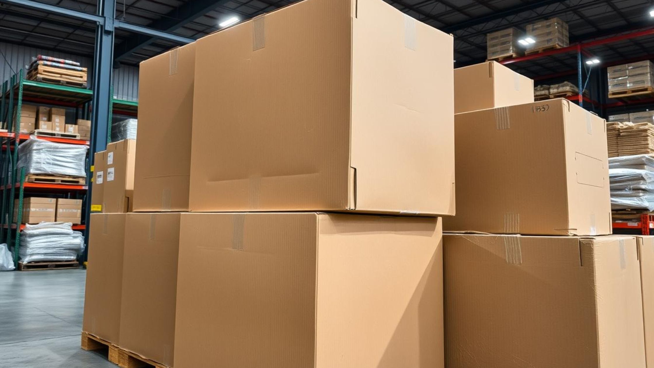 Stacked Cardboard Boxes Ready for Shipping
